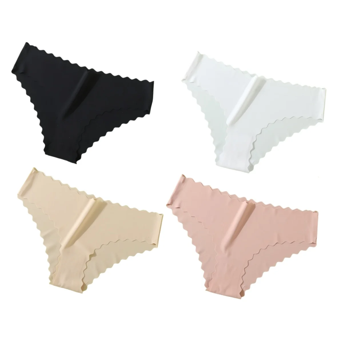 4 pièces/ensemble culottes classiques femmes taille basse slips femme sous - vêtements couleur unie culotte en soie glacée Lingerie Sexy XS - XL - Miniature 14