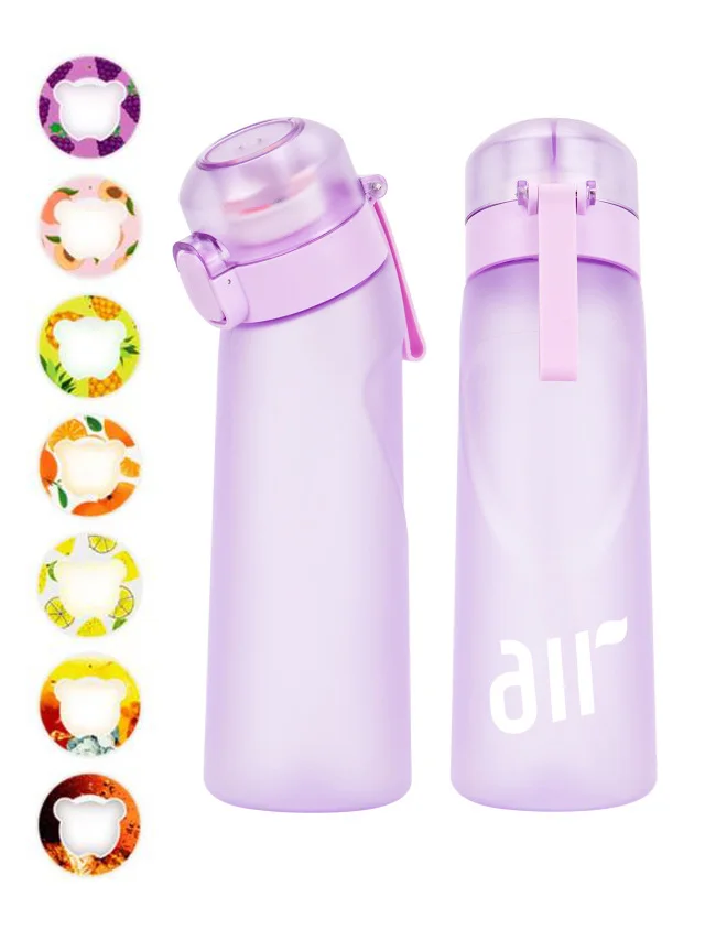 1 bouteille d'eau à air avec 1 dosette de saveur aléatoire portable transparente avec paille anti - fuite adaptée aux sports de plein air - Miniature 12