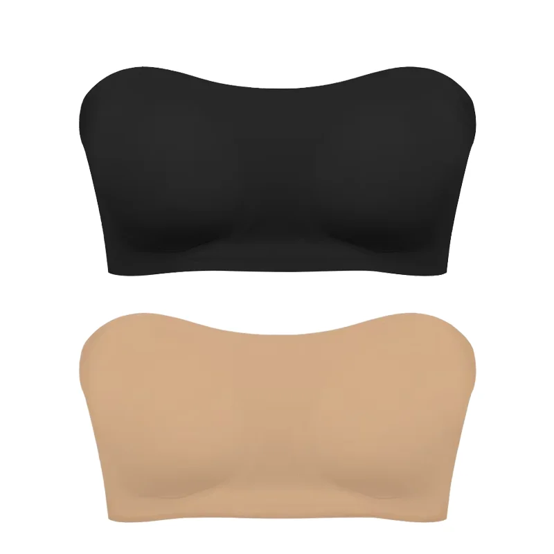 Soutien - gorge sans bretelles sans couture pour femmes, rembourré amovible, haut en soie glacée douce, sous - vêtements sans bretelles, sûr, antidérapant, Push Up, haut tubulaire Sexy - Miniature 16