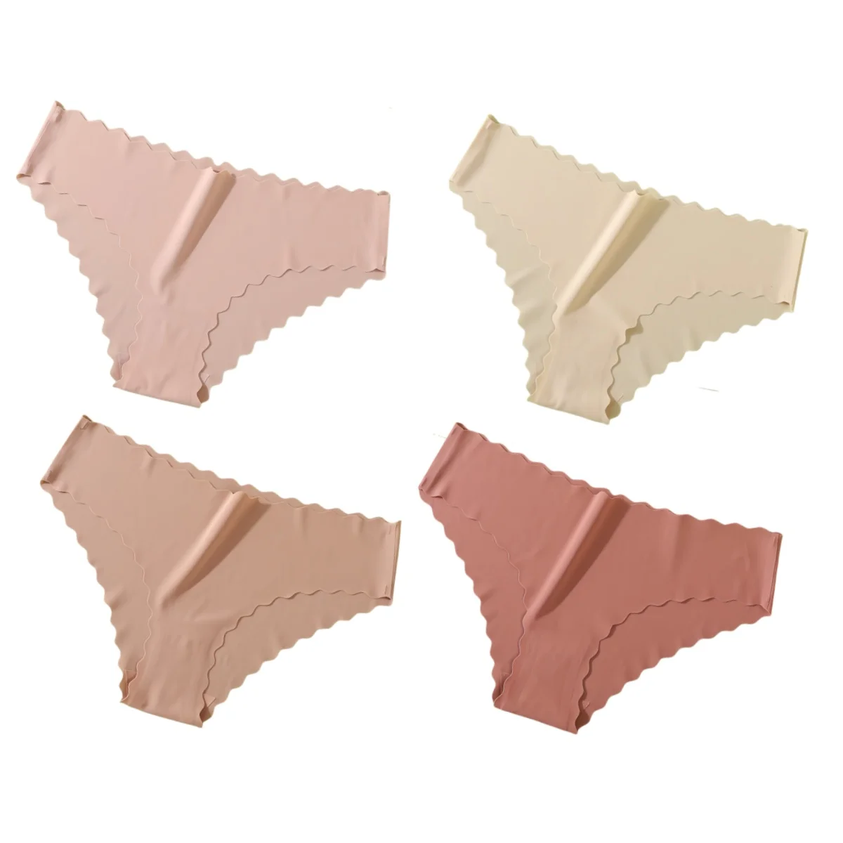4 pièces/ensemble culottes classiques femmes taille basse slips femme sous - vêtements couleur unie culotte en soie glacée Lingerie Sexy XS - XL - Miniature 9