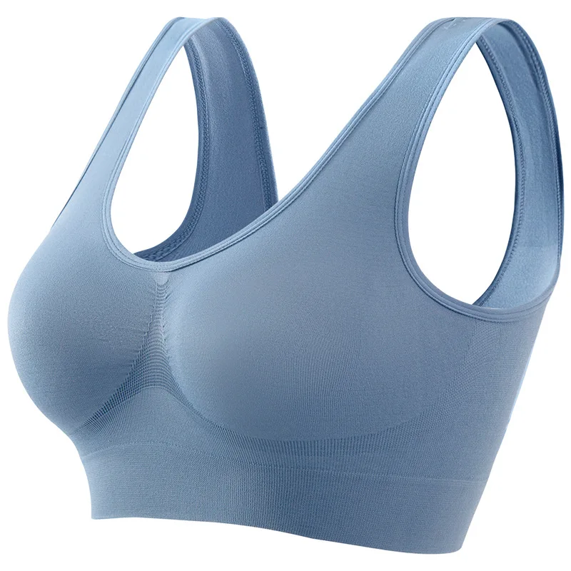 Soutien - gorge de Sport pour femmes, grande taille, sans anneau en acier, sous - vêtements sans couture, coussinet de poitrine amovible, course à pied, gilet de Yoga, 1 pièces - Miniature 11