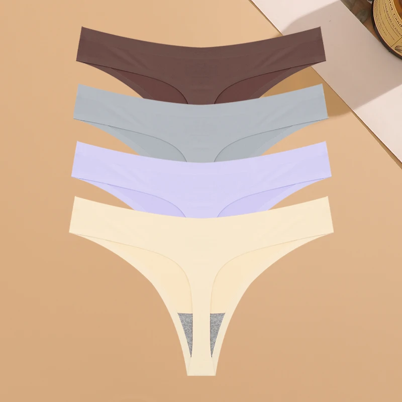 Sous - vêtements sans couture ultra - minces pour femmes, culottes invisibles, tongs de glace sexy, bikini taille basse respirant, lingerie extensible, 4 pièces - Miniature 18