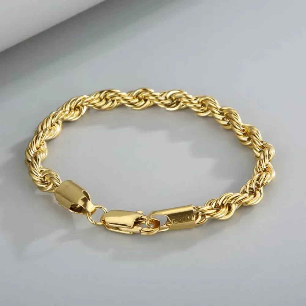 Magnifiques Bracelets en argent Sterling 925, or 18 carats, chaîne de 4MM, breloques pour hommes, femmes, dames, garçons, fête de mariage, 20cm, 8 pouces - Image 1