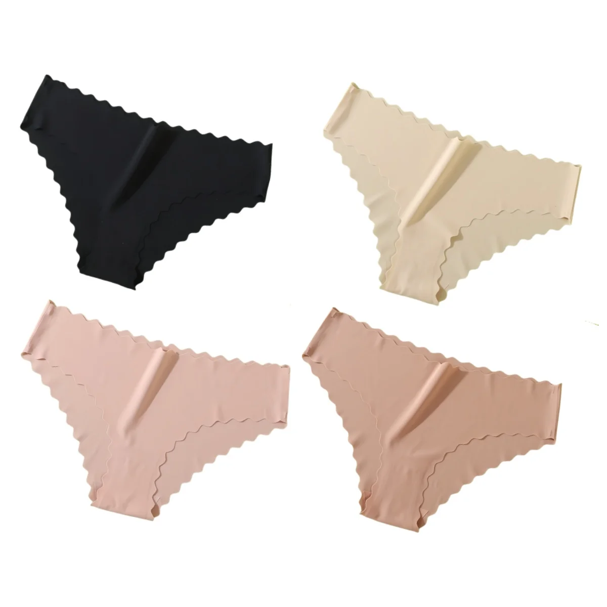 4 pièces/ensemble culottes classiques femmes taille basse slips femme sous - vêtements couleur unie culotte en soie glacée Lingerie Sexy XS - XL - Miniature 21