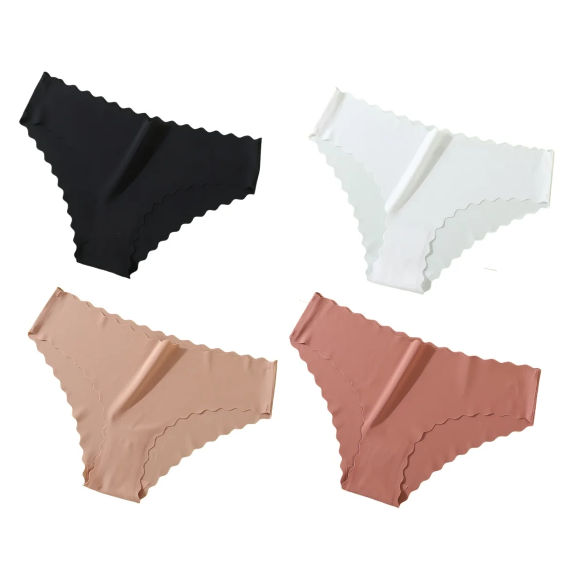 4 pièces/ensemble culottes classiques femmes taille basse slips femme sous - vêtements couleur unie culotte en soie glacée Lingerie Sexy XS - XL - Miniature 15