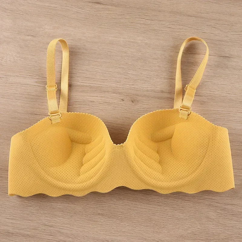 Soutien - gorge Sexy Push Up sous - vêtements sans couture femmes couleur unie sans fil Lingerie Feamle une pièce rassembler bretelles convertibles brassière - Miniature 5