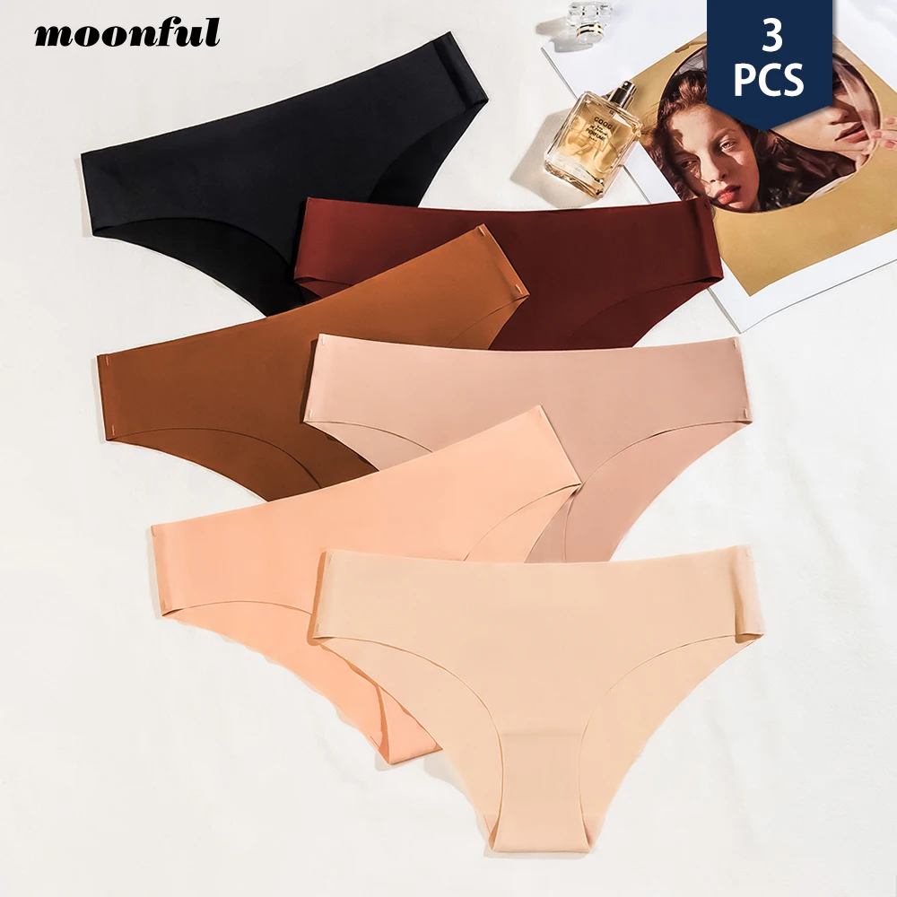 Ensemble de culottes sans couture respirantes pour femmes, sous - vêtements sexy, slips invisibles, taille basse, monochromatique, 3 pièces culotte invisible sans couture femme, culotte invisible femme - Image 1