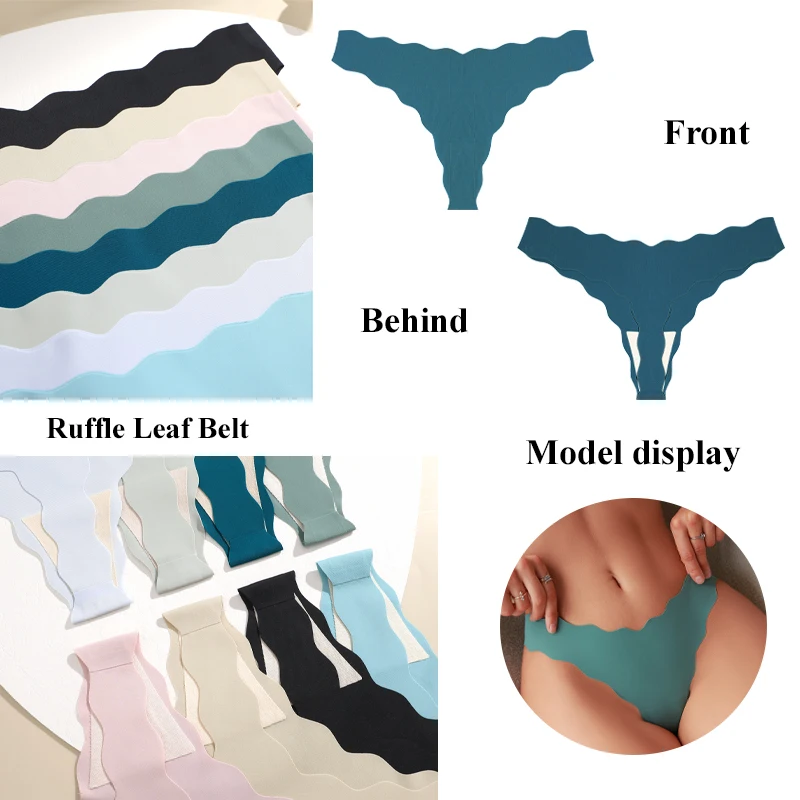 Sous - vêtements en tricot sans couture pour femmes, culotte Ultra douce, Sexy, respirant, solide, taille basse, string extensible, t - back, 4 pièces - Miniature 4