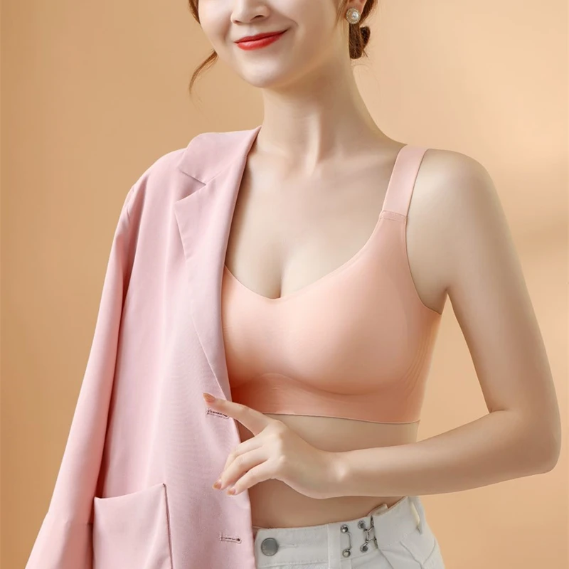 Soutien - gorge push - up à maintien doux grande taille pour femme, sans couture, sans armatures, réglable, fin, pour le sport - Miniature 4