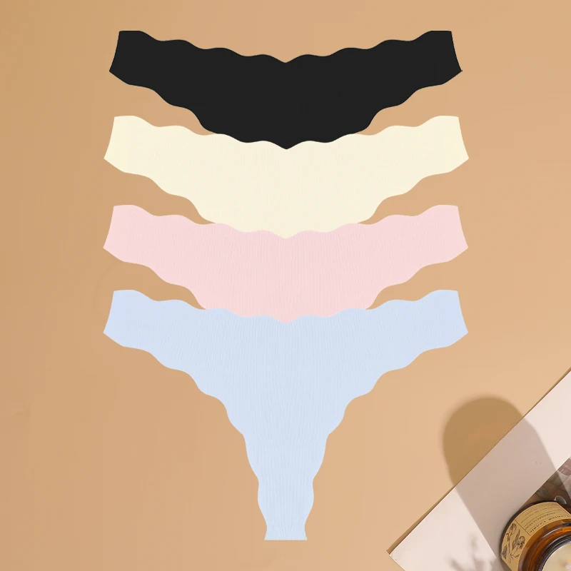 Sous - vêtements en tricot sans couture pour femmes, culotte Ultra douce, Sexy, respirant, solide, taille basse, string extensible, t - back, 4 pièces - Miniature 14