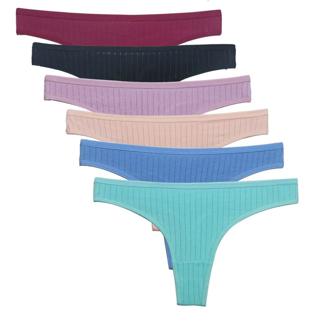 5 pièces/ensemble femmes coton tongs culottes Sexy taille basse string dames Lingerie brésilienne filles respirant intimes Bikini - Miniature 20