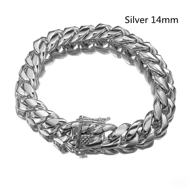 Bracelet en acier inoxydable couleur or/or Rose, chaîne à maillons cubains, bijoux 7 - 11 pouces pour hommes et femmes, 8/10/12/14/16/18mm - Miniature 16
