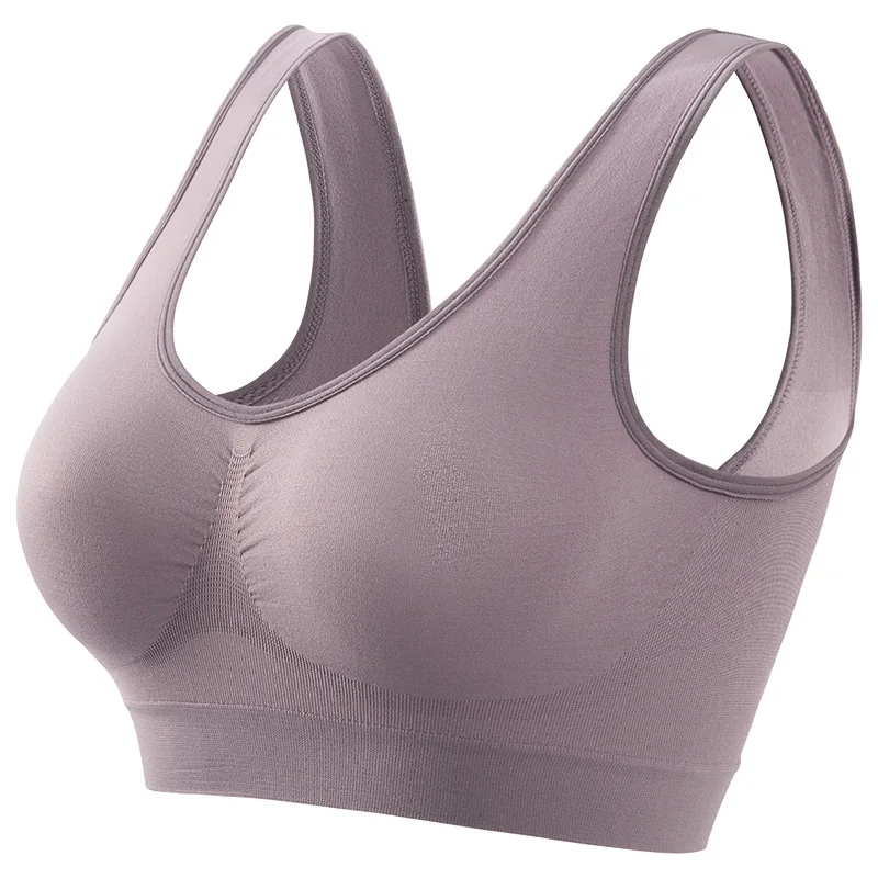Soutien - gorge de sport Push - Up sans couture pour femmes, haut court sans fil, couleur unie, Lingerie Sexy, sans coussinets, brassière respirante, S - 5XL - Miniature 9
