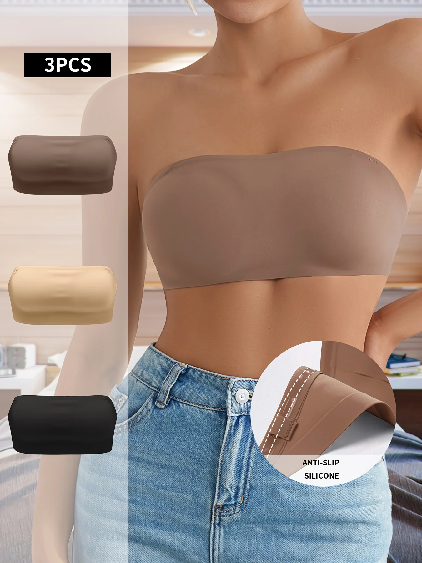 1 pièce/3 pièces/paquet nouveau Design amovible rembourré doux glace soie sans trace femmes sans fil sans couture soutien - gorge pour femmes soutien - gorge sans bretelles - Image 1