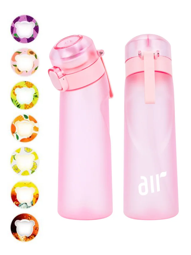 1 bouteille d'eau à air avec 1 dosette de saveur aléatoire portable transparente avec paille anti - fuite adaptée aux sports de plein air - Miniature 17