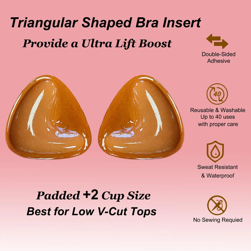 Coussinets de soutien - gorge collants Double face pour femmes, coussinets de soutien - gorge Push Up Ultra instantanés, Inserts rembourrés réutilisables, levage sans bretelles pour maillot de bain, été - Miniature 5