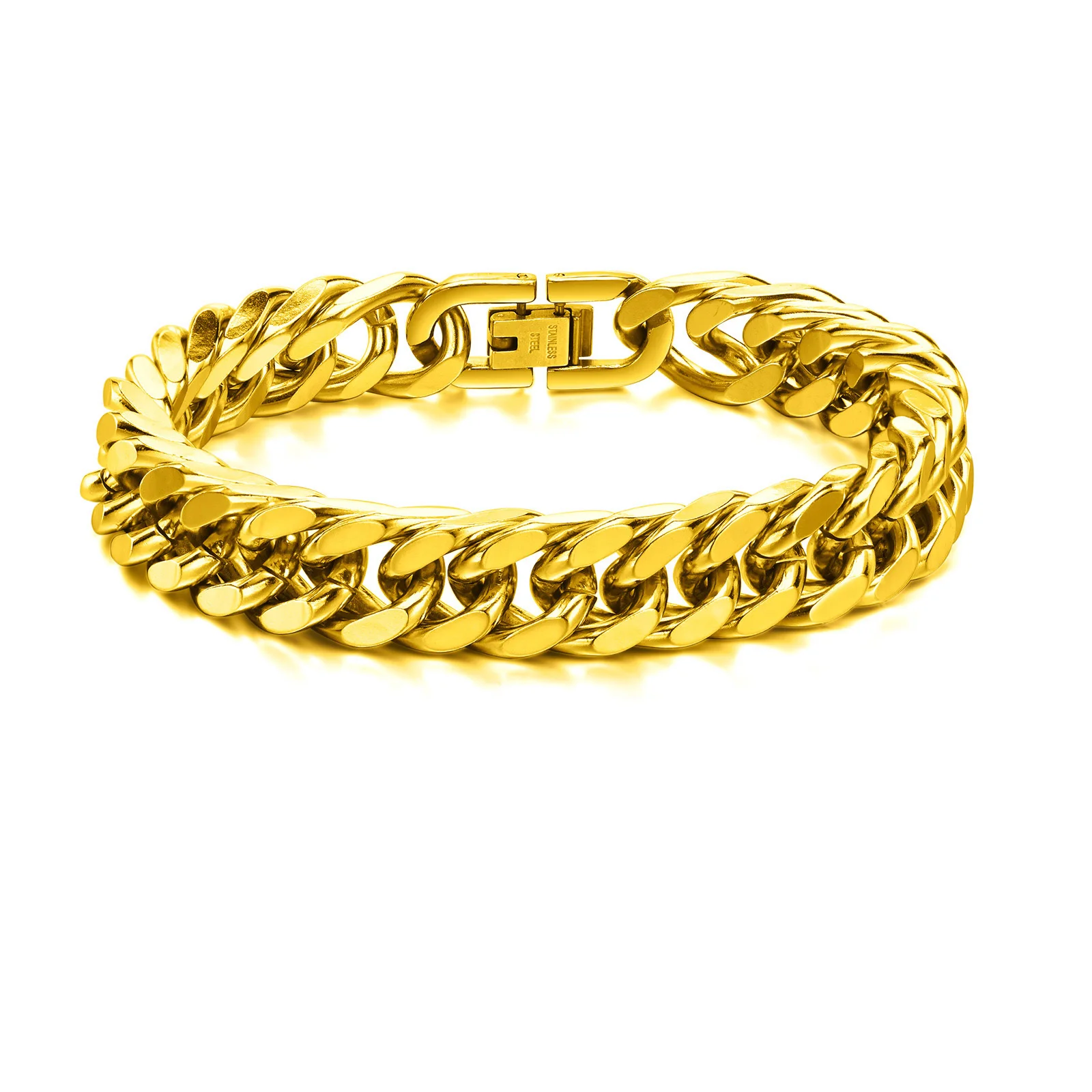 Vnox - Bracelets cubains en acier inoxydable pour hommes, 10/12/15mm de largeur, bijoux hip hop pour garçons - Miniature 7