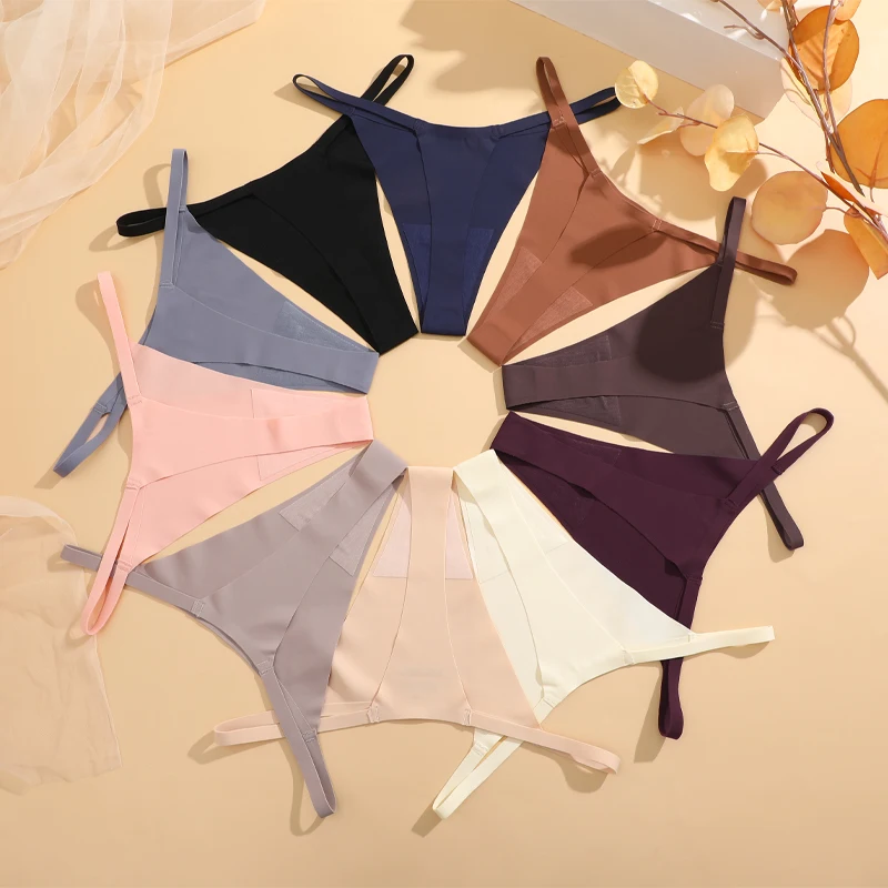 Ensemble de sous - vêtements ultra - minces sans couture pour femmes, culotte sexy à ceinture fine, string de haute commande pour filles, string respirant, lingerie féminine, 4 pièces, 12 pièces - Miniature 4