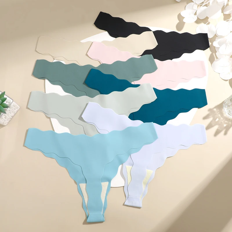 FINETOO - String Ultra Doux Sans Couture pour Femme, Culotte Invisible et Respirante, Sous - Vêtement Sexy de Couleur Unie, 4 Pièces - Miniature 2