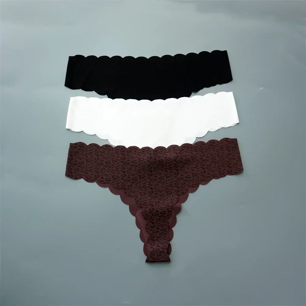 String en soie glacée pour femmes, 3 pièces/paquet, Super léger, sans couture, Lingerie Sexy, sous - vêtements, séchage rapide, culotte string, Tangas - Miniature 17