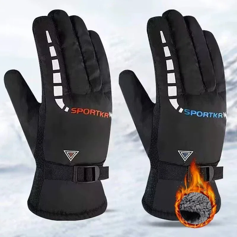 Gants de cyclisme d'hiver imperméables et antidérapants, pour Sports de plein air, Ski, cyclisme, Moto, chauds, unisexe, équipements de Moto, accessoires - pas cher - livraison - Miniature 2