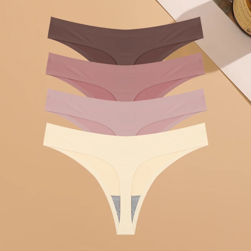 Sous - vêtements sans couture ultra - minces pour femmes, culottes invisibles, tongs de glace sexy, bikini taille basse respirant, lingerie extensible, 4 pièces - Miniature 7