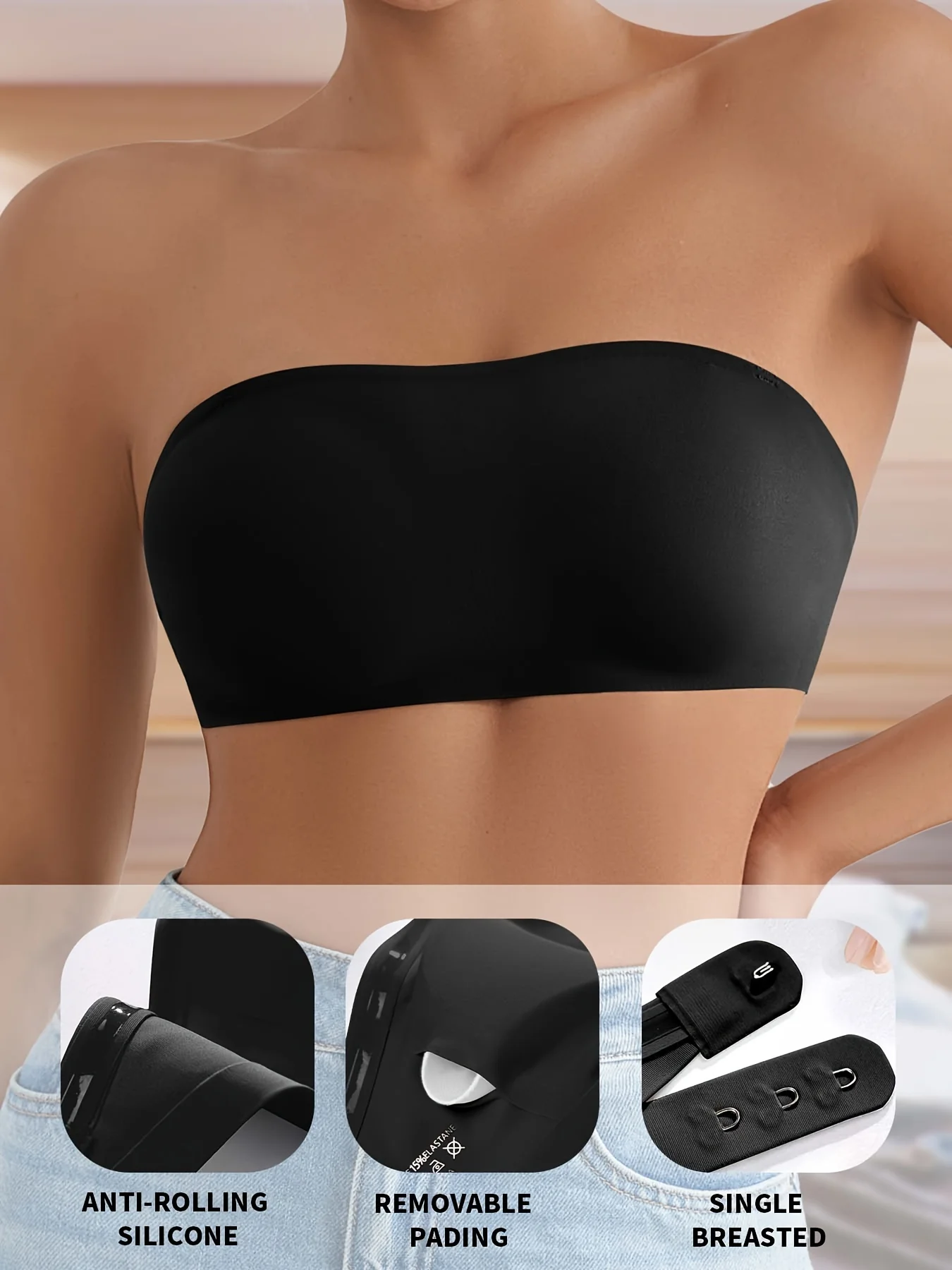 1 pièce/3 pièces/paquet nouveau Design amovible rembourré doux glace soie sans trace femmes sans fil sans couture soutien - gorge pour femmes soutien - gorge sans bretelles - Miniature 2