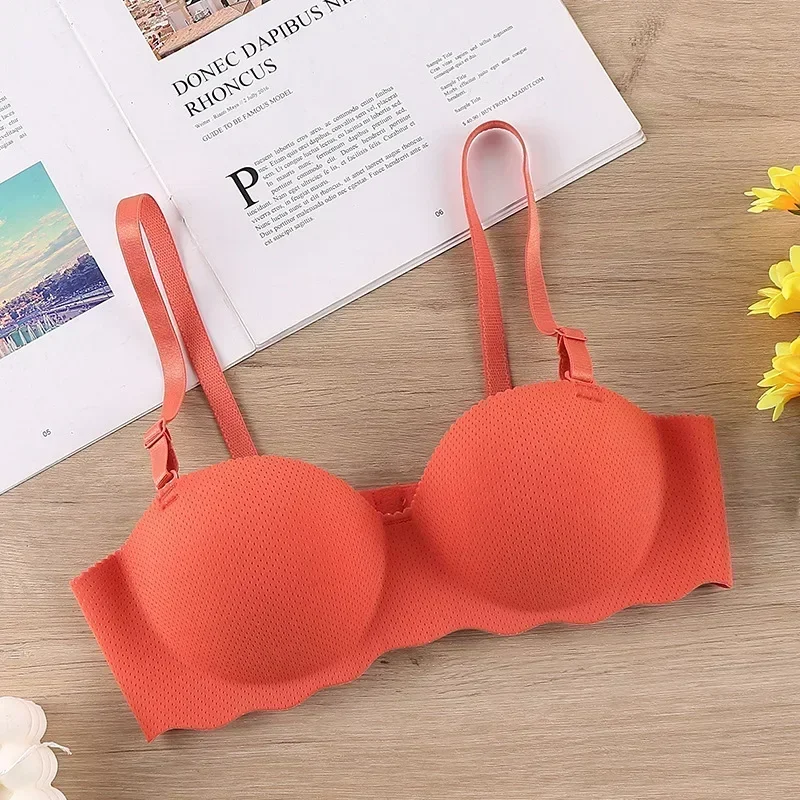 Soutien - gorge Sexy Push Up sous - vêtements sans couture femmes couleur unie sans fil Lingerie Feamle une pièce rassembler bretelles convertibles brassière - Miniature 7