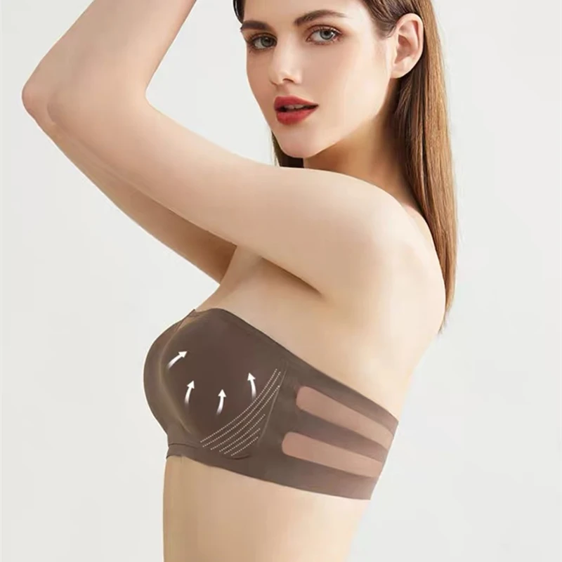 Soutien - gorge push - up sans bretelles anti - ald, style banrib, invisible, une pièce, sans bretelles, pour mariage, sexy, petite poitrine, été - Miniature 3