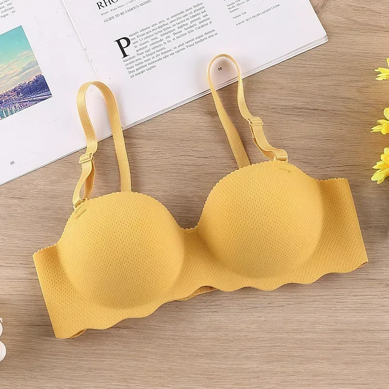 Soutien - gorge Sexy Push Up sous - vêtements sans couture femmes couleur unie sans fil Lingerie Feamle une pièce rassembler bretelles convertibles brassière - Miniature 9