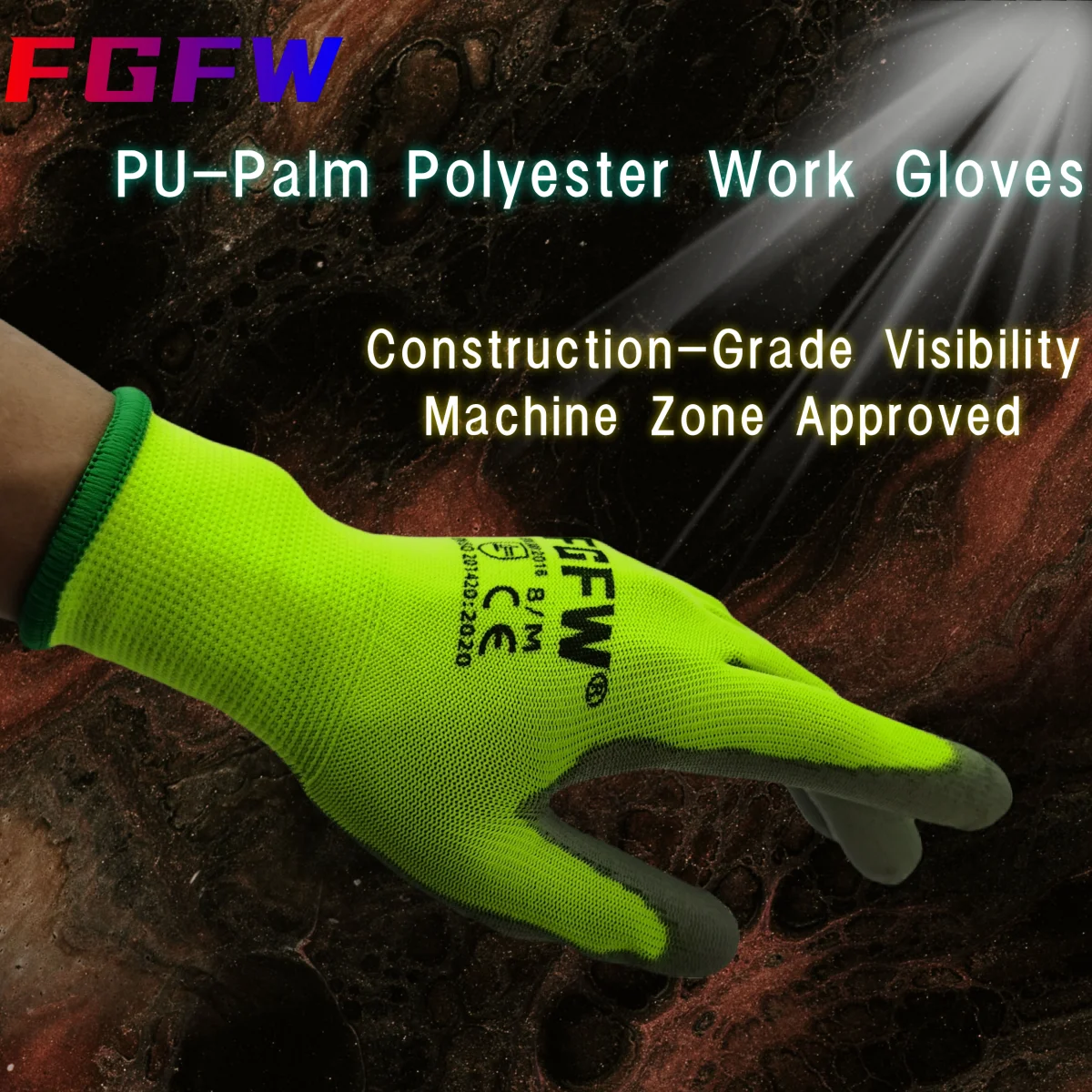 10 paires de gants de travail enduits de PU – Gants de sécurité légers et durables certifiés EN 388/ISO20471, tailles S/M/L/XL - pas cher - livraison - Miniature 6