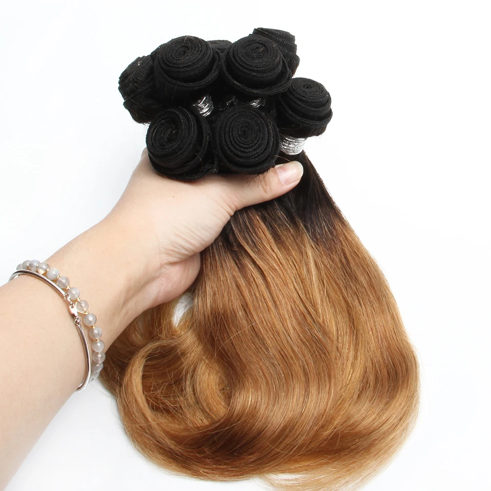 Bundles brésiliens de cheveux humains bouclés pour femmes, Ombre, Bob, Extensions, T1b, 27, 30, 8 Bundles - Miniature 4