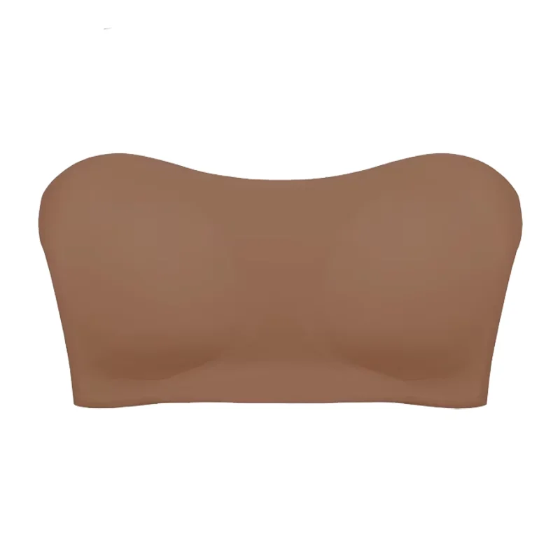 Soutien - gorge sans bretelles sans couture pour femmes, rembourré amovible, haut en soie glacée douce, sous - vêtements sans bretelles, sûr, antidérapant, Push Up, haut tubulaire Sexy - Miniature 17