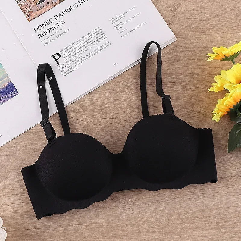Soutien - gorge Sexy Push Up sous - vêtements sans couture femmes couleur unie sans fil Lingerie Feamle une pièce rassembler bretelles convertibles brassière - Miniature 13