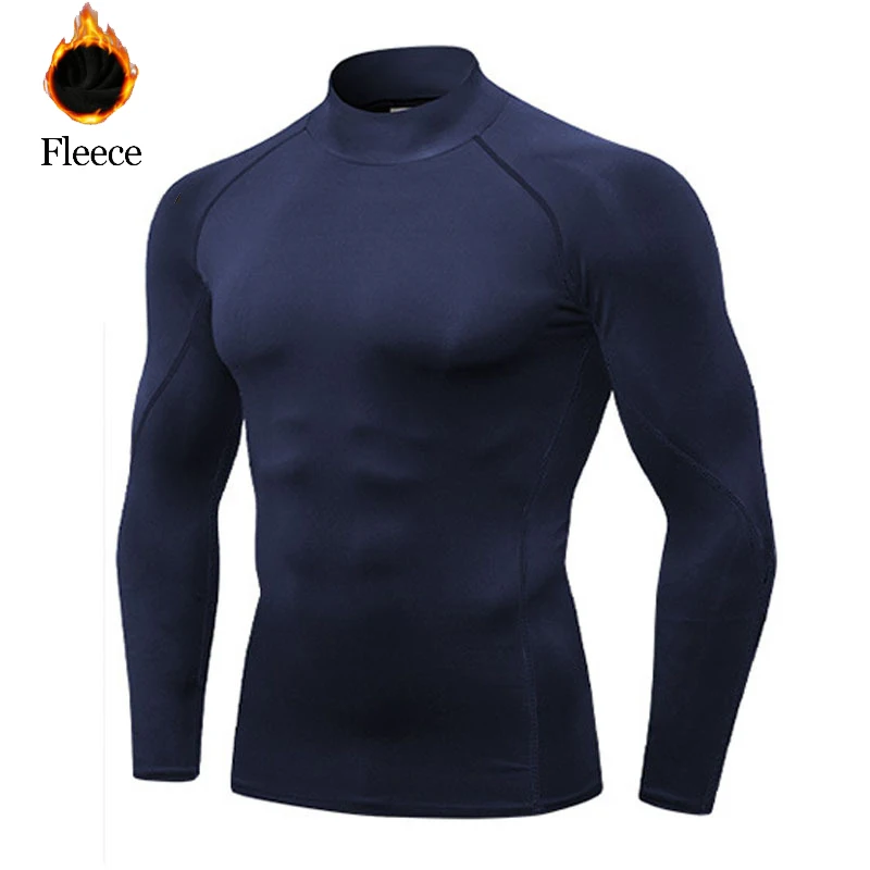 Sous - vêtements thermiques hauts hommes vêtements d'hiver chemise thermique automne hommes collants d'hiver col haut mince coupe ajustée T - shirt à manches longues - Miniature 7