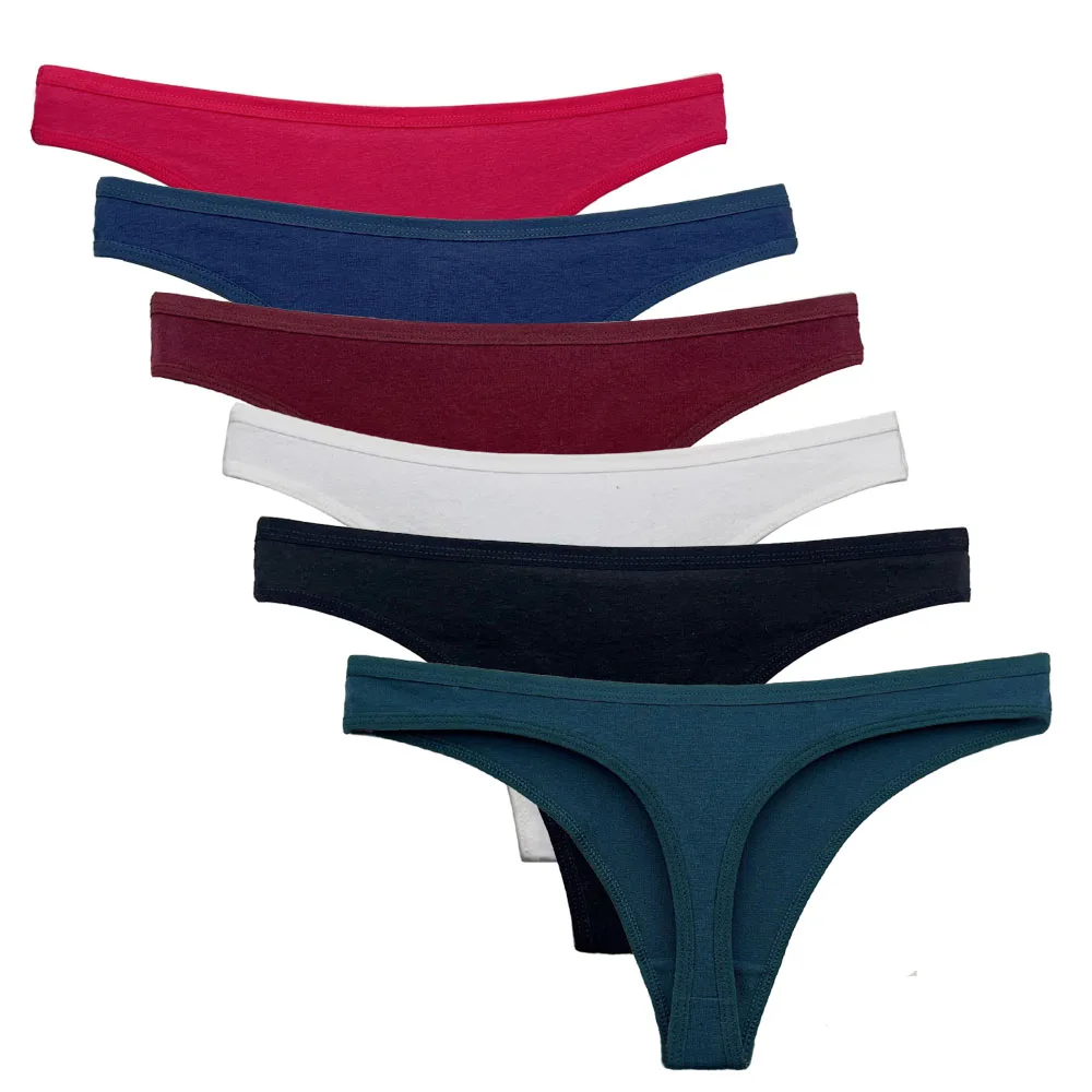 5 pièces/ensemble femmes coton tongs culottes Sexy taille basse string dames Lingerie brésilienne filles respirant intimes Bikini - Miniature 25