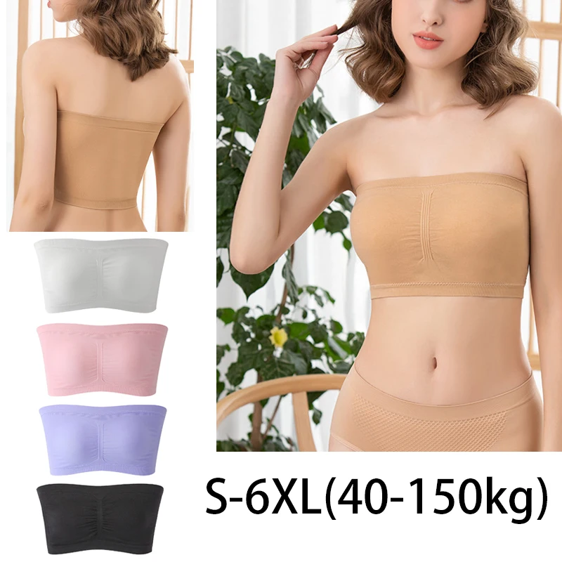 1 pièces soutien - gorge femme grande taille soutien - gorge sans bretelles mince coussin de poitrine amovible haut extensible sans couture soutien - gorge Invisible S - 6XL - Image 1
