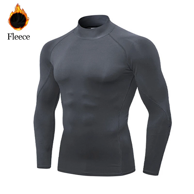 Sous - vêtements thermiques hauts hommes vêtements d'hiver chemise thermique automne hommes collants d'hiver col haut mince coupe ajustée T - shirt à manches longues - Miniature 8
