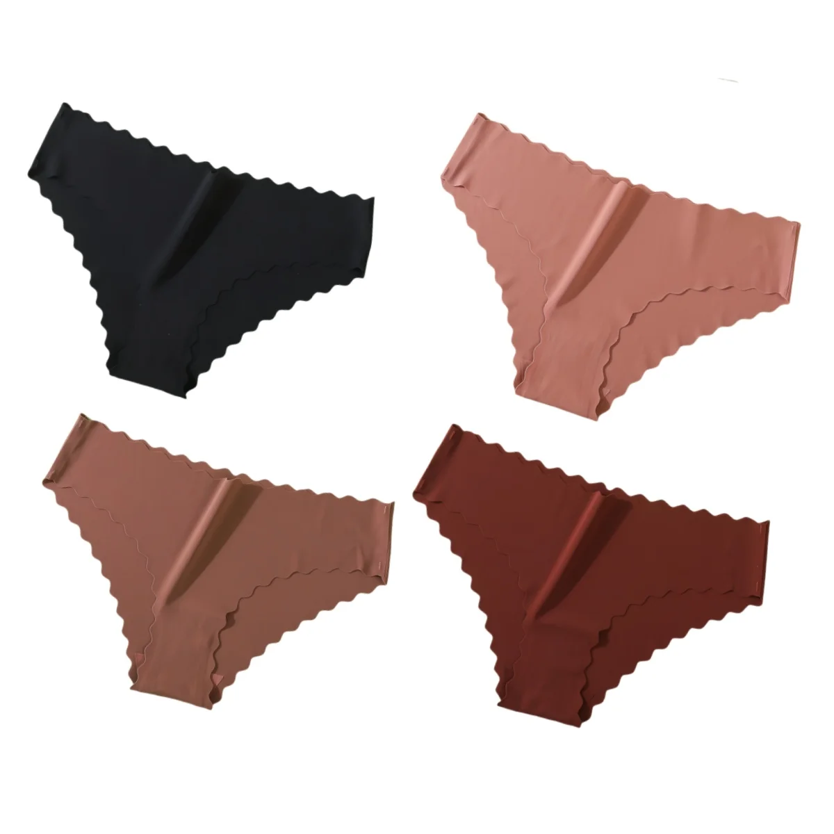 4 pièces/ensemble culottes classiques femmes taille basse slips femme sous - vêtements couleur unie culotte en soie glacée Lingerie Sexy XS - XL - Miniature 20