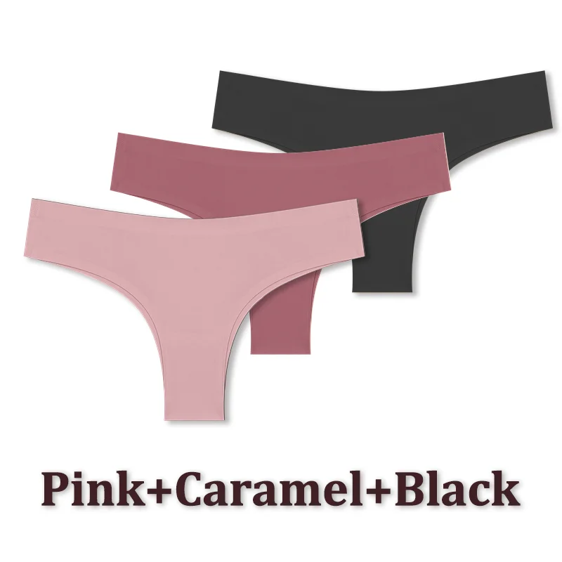 3 pièces sans couture Maillard culotte Ultra - mince culotte brésilienne femmes glace sous - vêtements en soie culotte Sexy taille basse string femme solide - Miniature 17