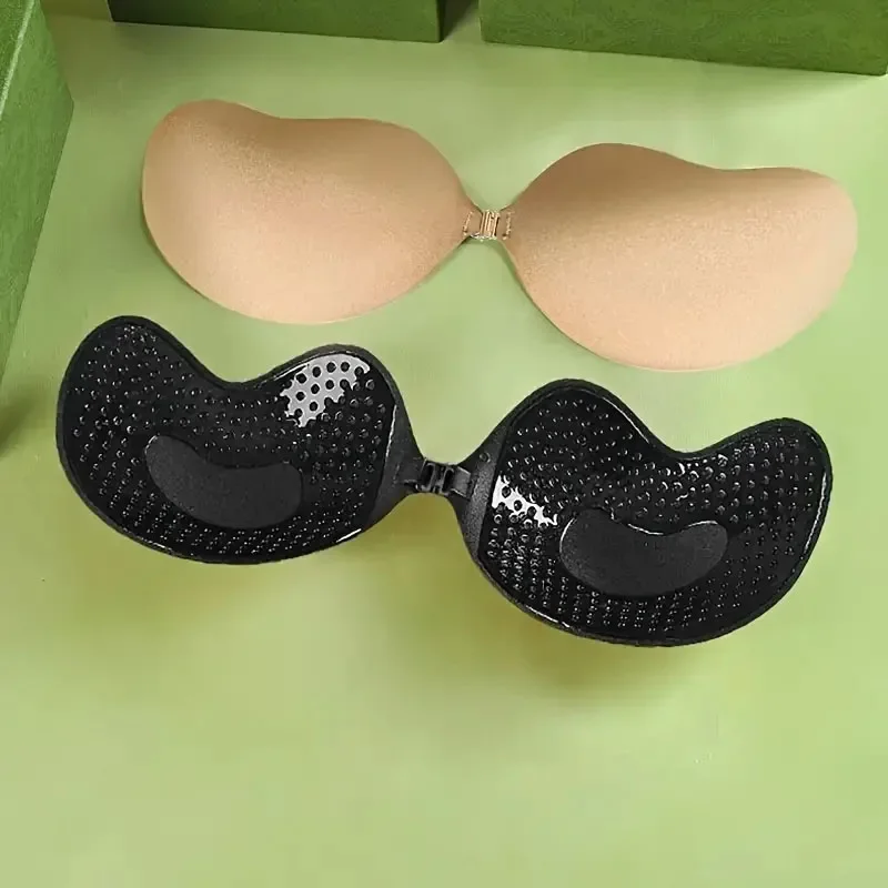 1/2 pièces réutilisable Silicone buste mamelon couverture Pasties autocollants mangue sein auto - adhésif Invisible ascenseur bande Push Up soutien - gorge sans bretelles - Miniature 7