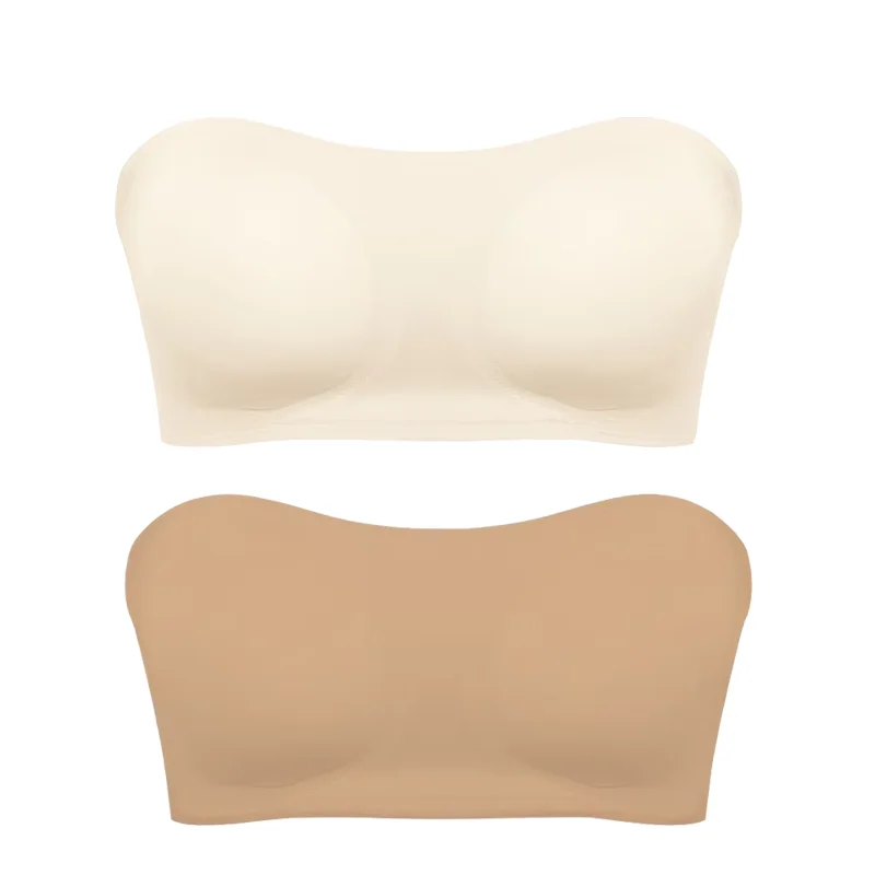 Soutien - gorge sans bretelles sans couture pour femmes, rembourré amovible, haut en soie glacée douce, sous - vêtements sans bretelles, sûr, antidérapant, Push Up, haut tubulaire Sexy - Miniature 14