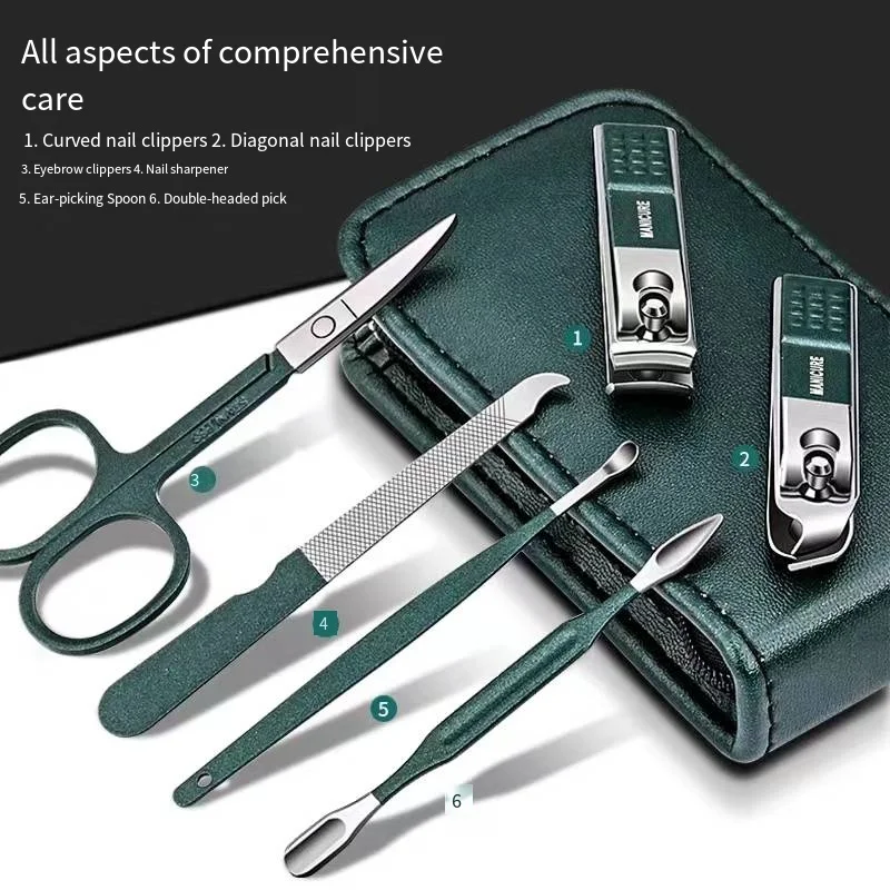 Ensemble de ciseaux à ongles pour hommes et femmes, coupe-ongles spéciaux, outils de beauté de manucure, ménage portable, haut de gamme, 6 pièces - Miniature 3