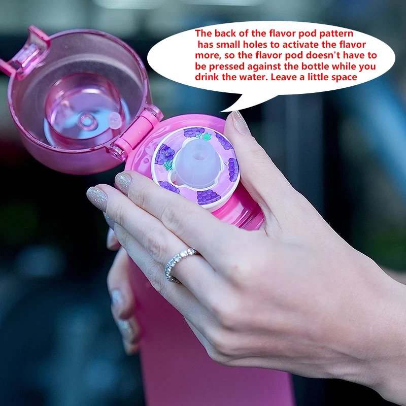 1 bouteille d'eau à air avec 1 dosette de saveur aléatoire portable transparente avec paille anti - fuite adaptée aux sports de plein air - Miniature 5