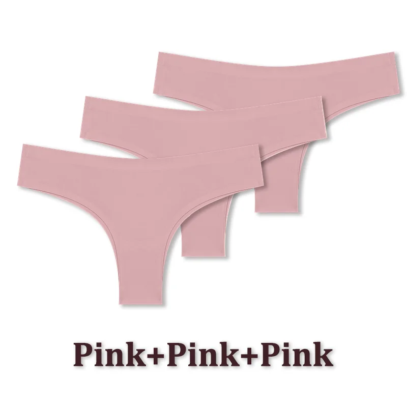 3 pièces sans couture Maillard culotte Ultra - mince culotte brésilienne femmes glace sous - vêtements en soie culotte Sexy taille basse string femme solide - Miniature 11