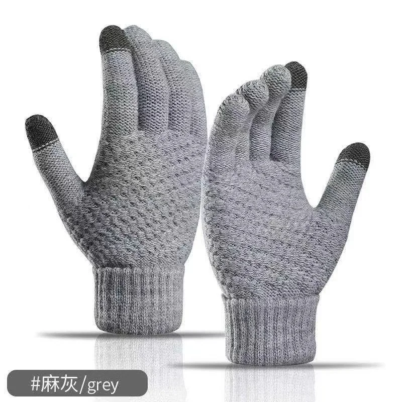 Gants chauds d'hiver pour écran tactile pour femmes et hommes, mitaines en tricot classiques extensibles, en laine, doigt complet, pour cyclisme en plein air, conduite - pas cher - livraison - Miniature 16