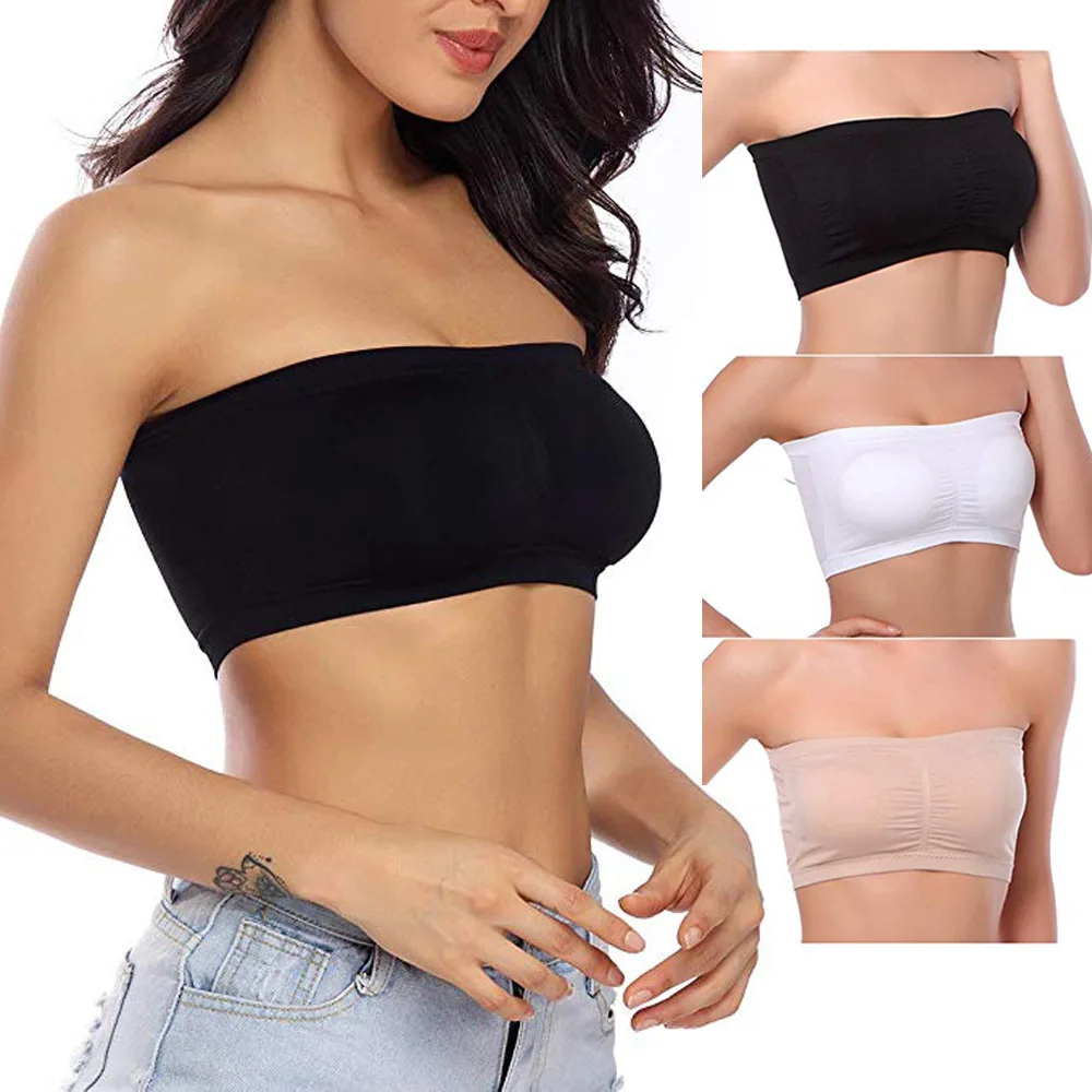 1 pièces soutien - gorge femme grande taille soutien - gorge sans bretelles mince coussin de poitrine amovible haut extensible sans couture soutien - gorge Invisible S - 6XL - Miniature 3