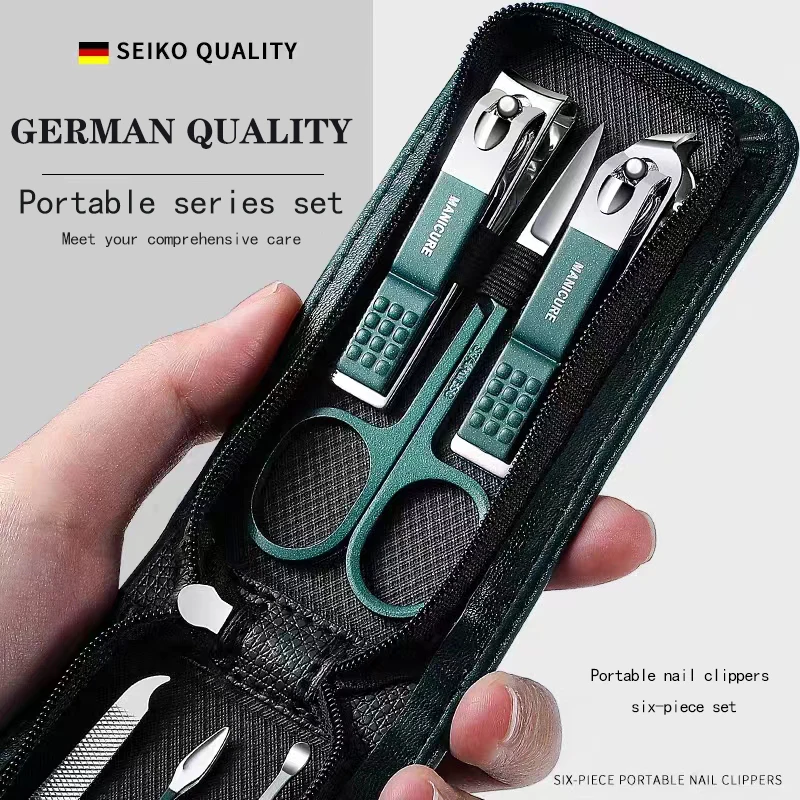 Ensemble de ciseaux à ongles pour hommes et femmes, coupe-ongles spéciaux, outils de beauté de manucure, ménage portable, haut de gamme, 6 pièces - Image 1