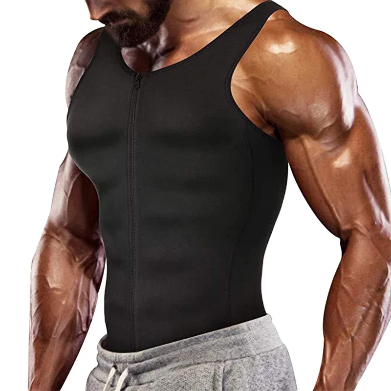 Débardeur amincissant pour hommes, gilet de Compression confortable avec fermeture éclair, solide soutien du dos, maillot de corps, hauts de Compression - Miniature 3