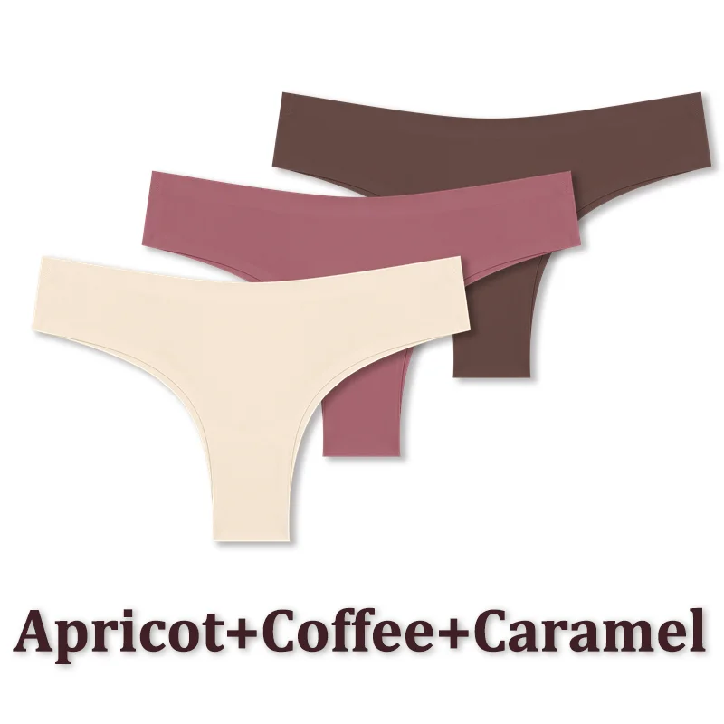 3 pièces sans couture Maillard culotte Ultra - mince culotte brésilienne femmes glace sous - vêtements en soie culotte Sexy taille basse string femme solide - Miniature 13